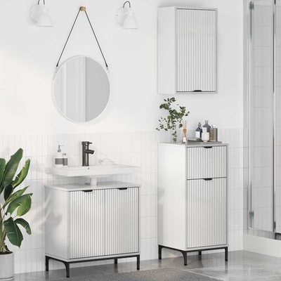 vidaXL Комплект мебели за баня 3 бр. Лъскаво бяло 39, 5 x 36 x 88 см (3393107)