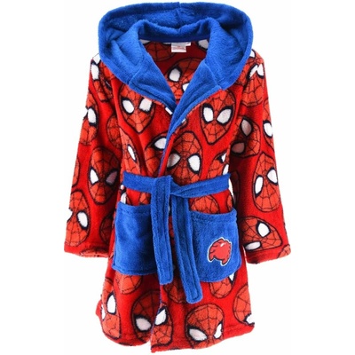 SunCity Detský flísový župan s modrou kapucňou Spiderman