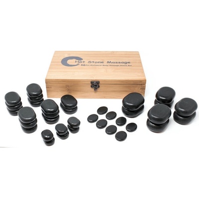Fabulo Masážne lávové kamene Fabulo, 36ks + bambusová škatuľa