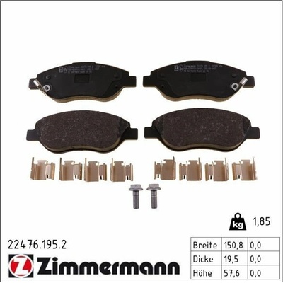Sada brzdových platničiek kotúčovej brzdy ZIMMERMANN 22476.195.2