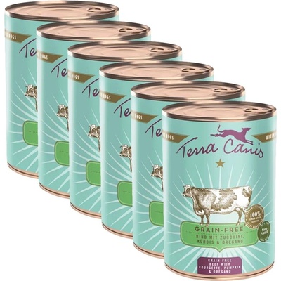 Terra Canis Без зърнени храни Говеждо с тиквички, тиква и риган 6 x 400 г