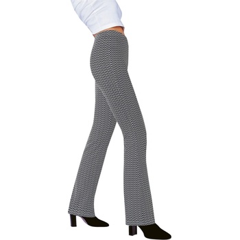 Bootcut legíny s pružným pásom a potlačou čierna/biela