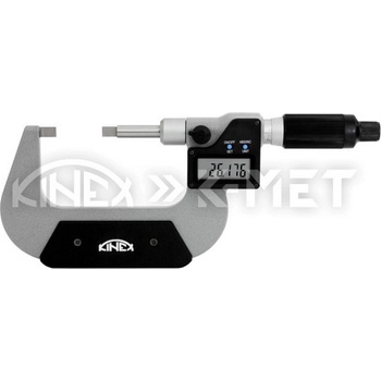 K-MET Дигитален микрометър за измерване на жлебове и канали KINEX 7076-05-025, IP65, 6/0.4/3.5 - 0-25 mm, 0.001 mm (7076-05-025)