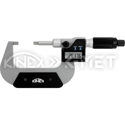 K-MET Дигитален микрометър за измерване на жлебове и канали KINEX 7076-05-025, IP65, 6/0.4/3.5 - 0-25 mm, 0.001 mm (7076-05-025)