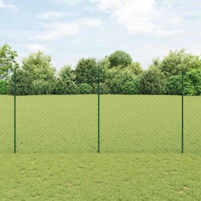 Zelený plot ze zahradního pletiva s 10 sloupky, ocelový, 1,6 x 10 m