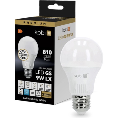 Kobi LED žiarovka E27 A60 9W = 60W 810lm 6500K Studená biela