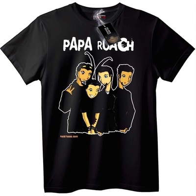 NOONEBRAND Тениска Papa Roach Карикатура Банда - 2XL, White