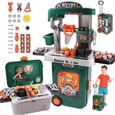LEANToys Sada nářadí v kufru pro děti zelený
