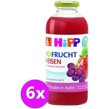 HIPP BIO Jablko a červené hrozno + železo 6 x500 ml