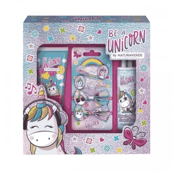 Подаръчен комплект Еднорог Unicorn - Парфюмна вода / пяна за душ / красиви аксесоари за коса