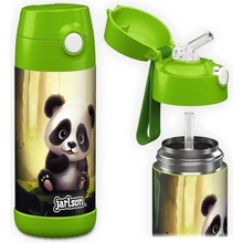 Jarlson Charli Dětská nerezová termoláhev s brčkem Panda 350 ml