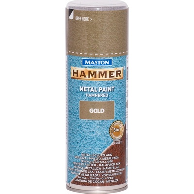 MASTON SPRAYPAINT HAMMER 3 v 1, priamo na hrdzu 400 ml, Kladivkový lesklý efekt Zlatá