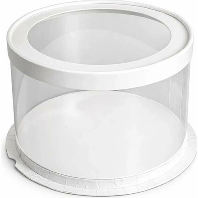 Cake Star Plastový kulatý box s průhledným víkem na dorty 4Cake bílý (26,5 x 17 cm)