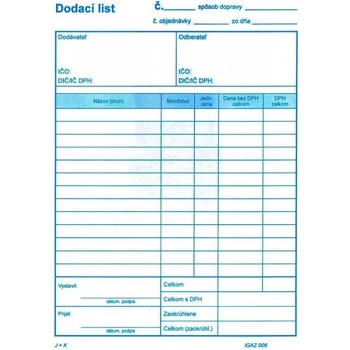 Dodací list A4 - 100 list, sólo, IGAZ 005