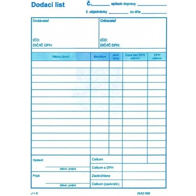 Dodací list A4 - 100 list, sólo, IGAZ 005