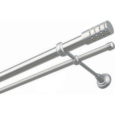 OK-GarnýžeCZ Garnýž kovová dvouřadá 25/16mm Cylinder crystal satina 340 cm do stěny / na tunýlek - bez kroužků