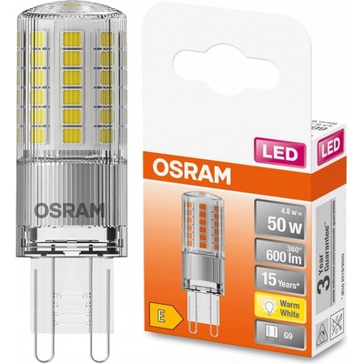 Osram LED žiarovka Star Pin 50, G9, 4,8 W, 600 lm, 2700 K, číra