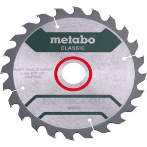 Metabo - Пилен диск за дърво 190x30 мм, 24 зъба 628675000 (628675000)