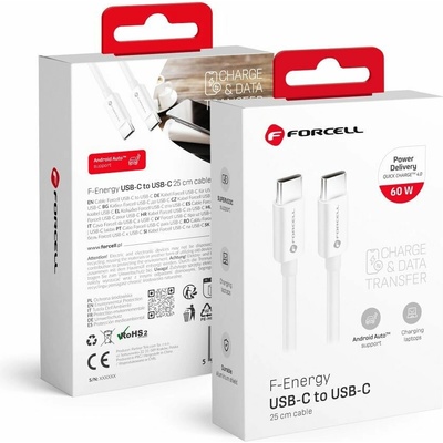 Forcell C338 Type C to Type C Pd Qc4.0 3A 60W 0,25m bílý