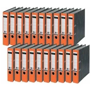 Leitz quality folders, pack of 20, the original, DIN A4 narrow file folder, 5 cm wide, cloud marble paper, recycled folder, Blue Angel, with 180° mechanics, highest stability, orange, 10505045 - 10505045-20