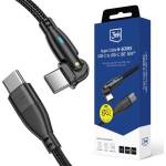 3mk Protection Кабел 3mk Hyper N-Series 180°, от USB C(м) към USB C(м), 2m, 60W, черен