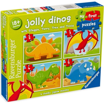 Ravensburger Пъзел Ravensburger 4 в 1 - Весели динозаври (07289)