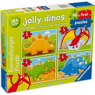 Ravensburger Пъзел Ravensburger 4 в 1 - Весели динозаври (07289)