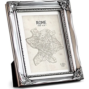 Casa Chic Regent, рамка за картина, правоъгълна, 17 × 12 cm снимки, паспарту, стъкло, рококо (ROCOCO-5x7-SLV) (ROCOCO-5x7-SLV) - electronic-star