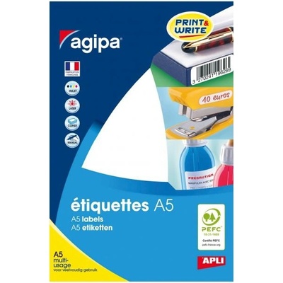 Etikety kruhové 15mm Agipa A5 biele