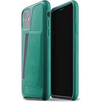 Mujjo Leather Wallet Case - кожен (естествена кожа) кейс с джоб за кредитна карта за iPhone 11 (зелен)