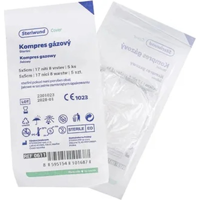 Steriwund gáza hydrofilní kompresy sterilní 5 x 5cm 5 ks