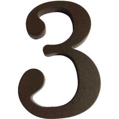 Číslo "3", 180 mm, plastová hnědá