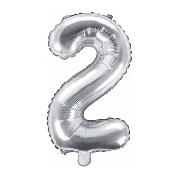 Image 1 of PartyDeco Балон от фолио Mini - число 2 сребърен 35см