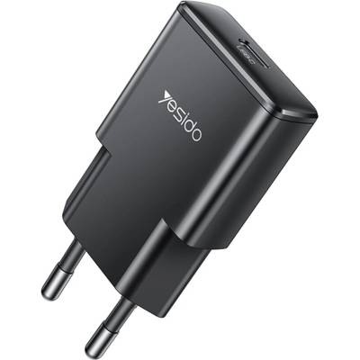 YESIDO Зарядно за стена - Yesido Wall Charger (YC74) - GaN, ултра-тънко, Smart Chip, Type-C, PD30W - Черно