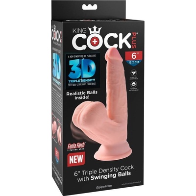 Pipedream King Cock 3D Cock Swinging Balls 6 Inch Light skin tone
