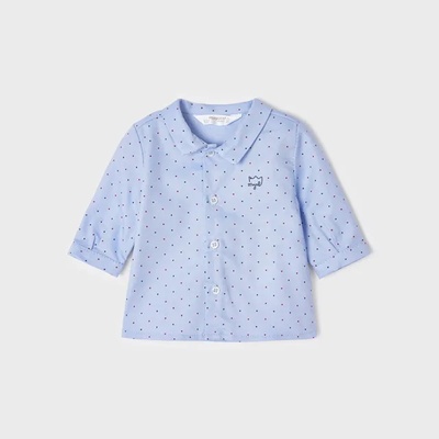 MAYORAL Риза дълъг ръкав в синьо с цветни точки за новородено момче Майорал