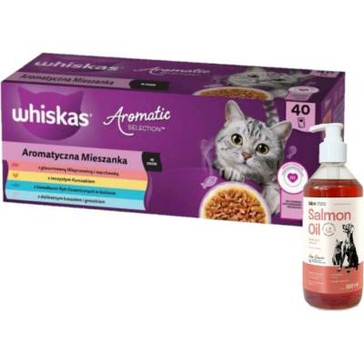 WHISKAS Adult Aromatic Mix sáčky 40 x 85 g + LAB V Lososový olej 500 ml