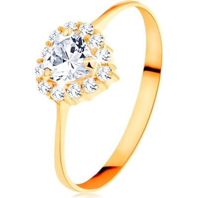 Šperky Eshop Zlatý prsten čiré zirkonové srdíčko s třpytivým okrajem S3GG157.56