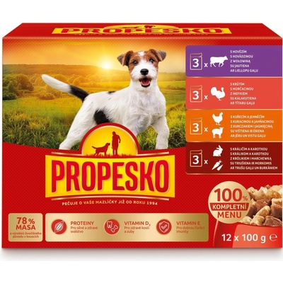Propesko kura jahňa morka králik mrkva hovädzie 12 x 100 g