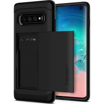 Spigen Slim Armor CS Case - хибриден кейс с отделение за кр. карти и най-висока степен на защита за Samsung Galaxy S10 (черен)
