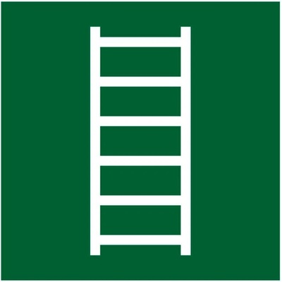 Bezpečnostní tabulka Únikový žebřík, ISO 7010, z plastu, 150 x 150 mm, BJ = 10 kusů