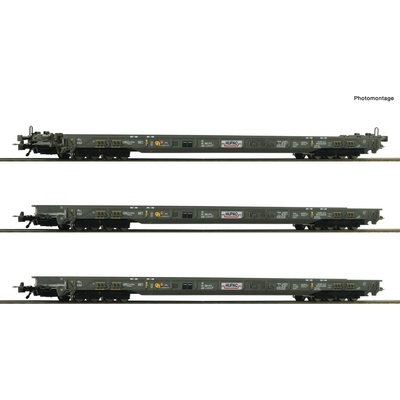 Roco 3-dílná sada nízkopodlažní vagóny pro přepravu nákladních automobilů HUPAC 6600092