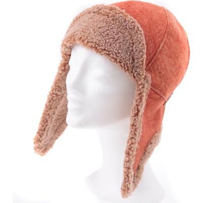 Splus Kožešinová ušanka z ovčiny DU14 oranžová velurová