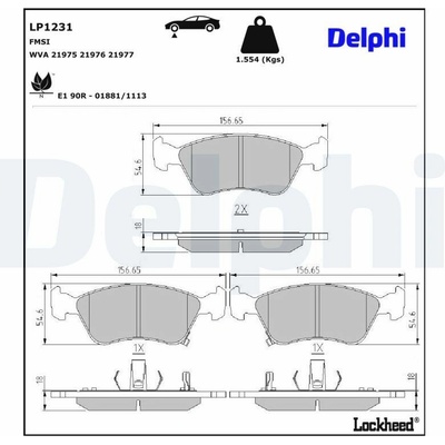 Sada brzdových platničiek kotúčovej brzdy DELPHI LP1231