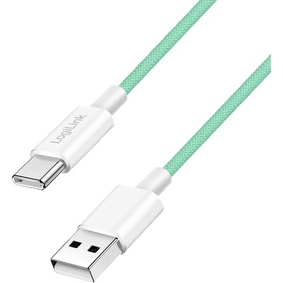 LogiLink USB 2.0 Type-C кабел, C/M - A/M, 480 Mbps, 60W, найлон, зелен, 0, 5 м