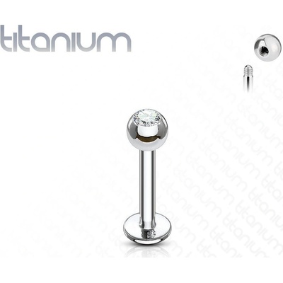 Šperky4U Labreta kulička s kamínkem titan TIT1030-12063