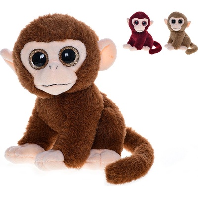 Opica sediaca veľké oči mix farieb vínová svetlo hnedá tmavo hnedá 20 cm