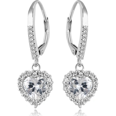 Moonlit Stříbrné náušnice Crystal Heart Elegance FD_PSS0915ED