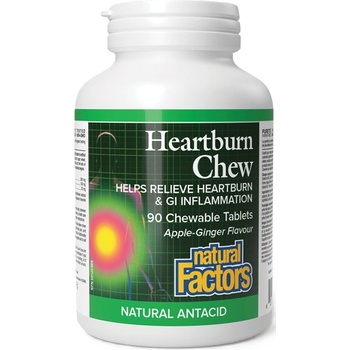 Natural Factors Heartburn Билков антиацид, 90 дъвчащи таблетки, Natural Factors (4559 NF)