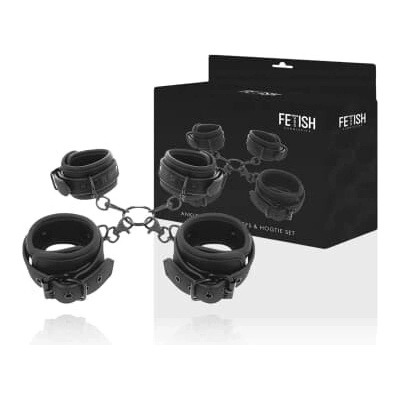 Fetish Submissive Ankle and Wrist Cuffs & Hogtie Set Vegan Leather